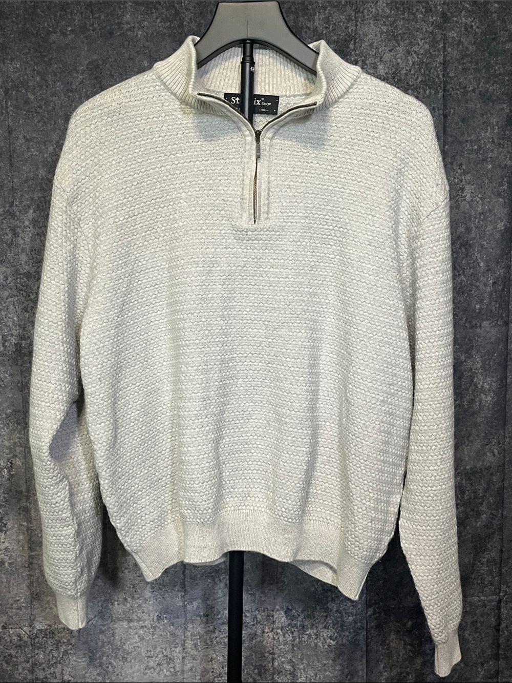 St. Croix Men's Half-Zip Sweater in Light Cream